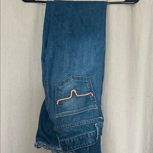 Kimes Ranch Blue Flare Jeans with Orange Stitching